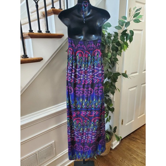 Xhilaration Women's Multicolor Rayon Halter Neck Sleeveless Long Maxi Dress XS - Picture 5 of 11